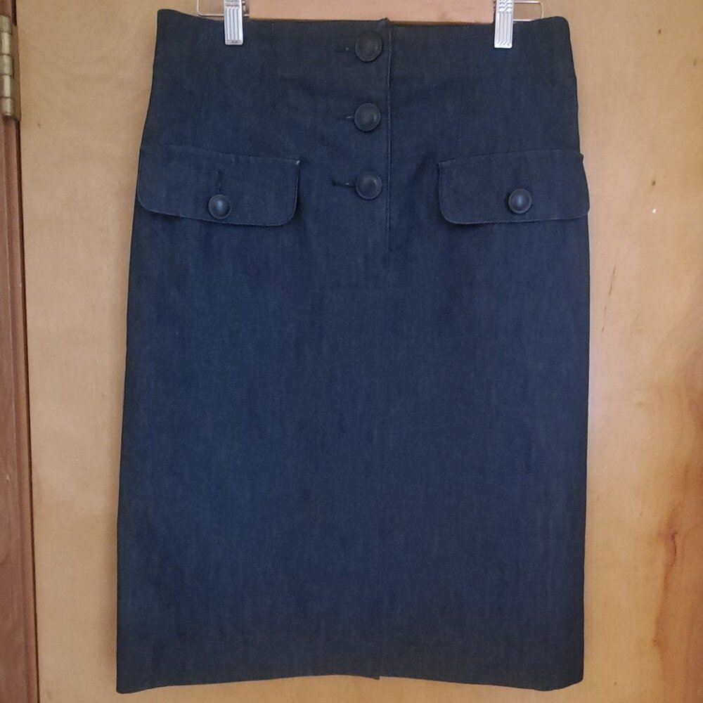 Halogen High-Waisted Dark Denim Pencil Skirt - Size 10
